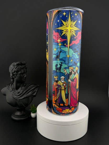 Nativity Scene tumbler, Baby Jesus in the manger