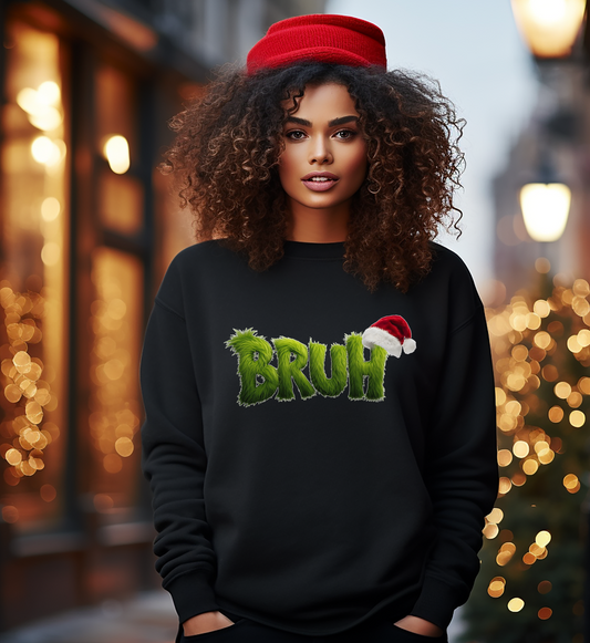 “Bruh” green furry christmas sweatshirts and hoodies