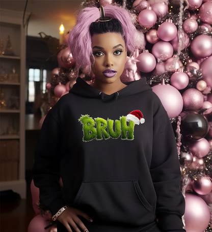 “Bruh” green furry christmas sweatshirts and hoodies