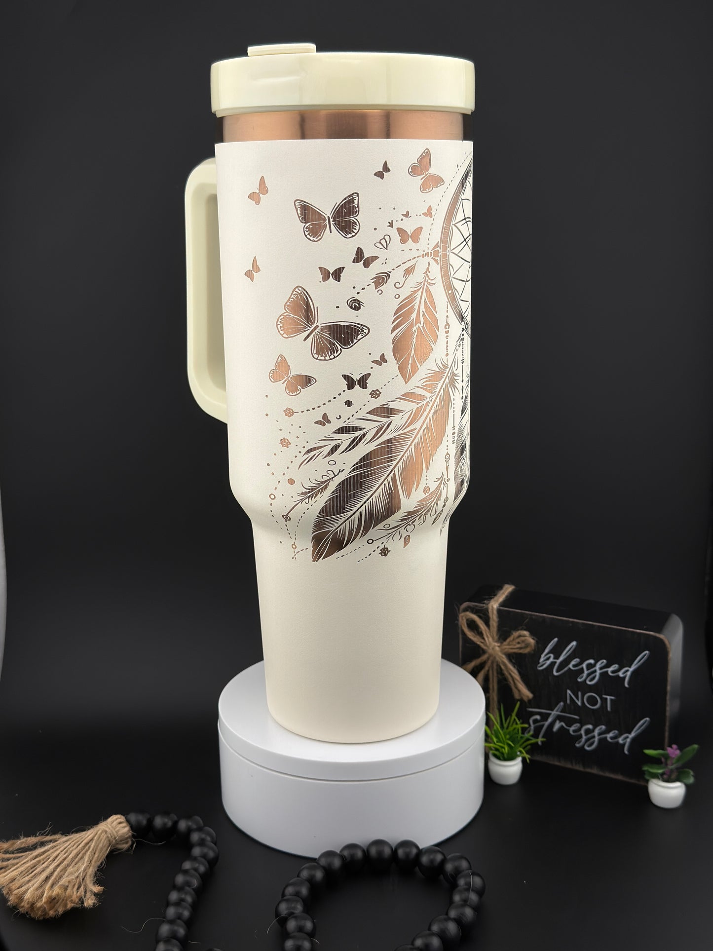 Dreamcatcher laser engrave 40 oz tumbler