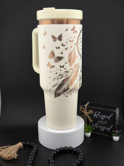 Dreamcatcher laser engrave 40 oz tumbler