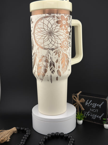 Dreamcatcher laser engrave 40 oz tumbler