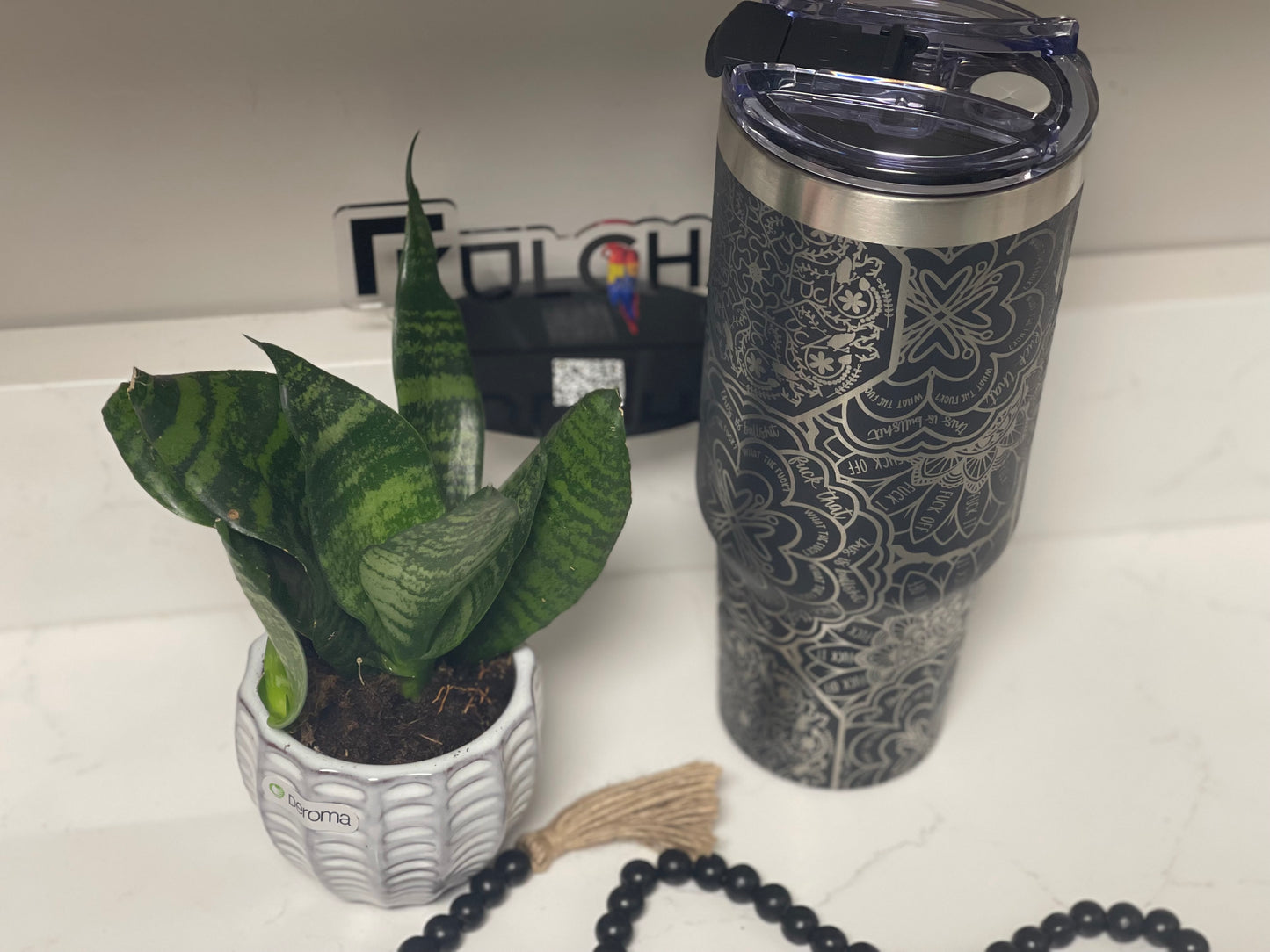 Laser Engraved mandala 40 oz tumbler