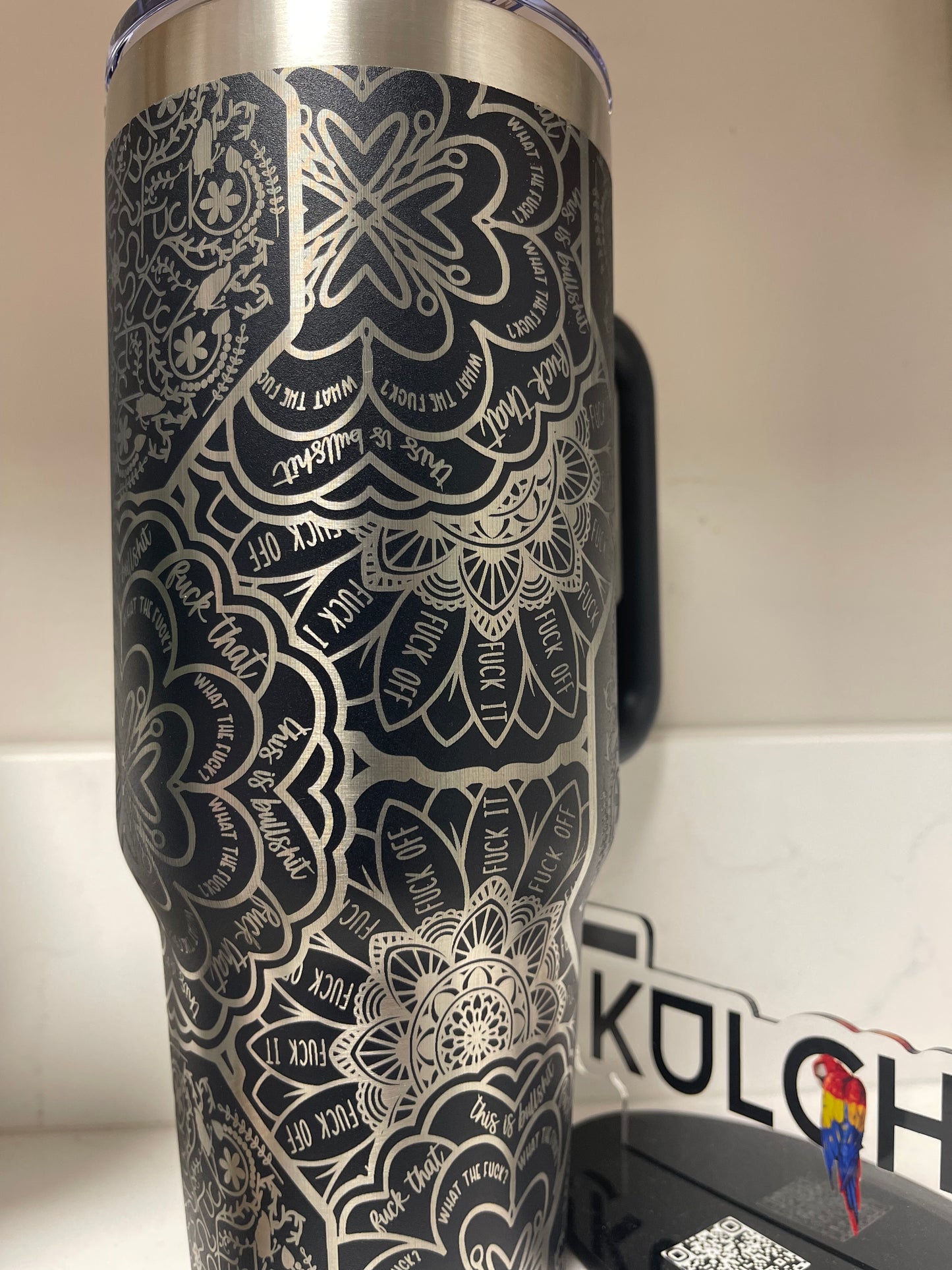 Laser Engraved mandala 40 oz tumbler