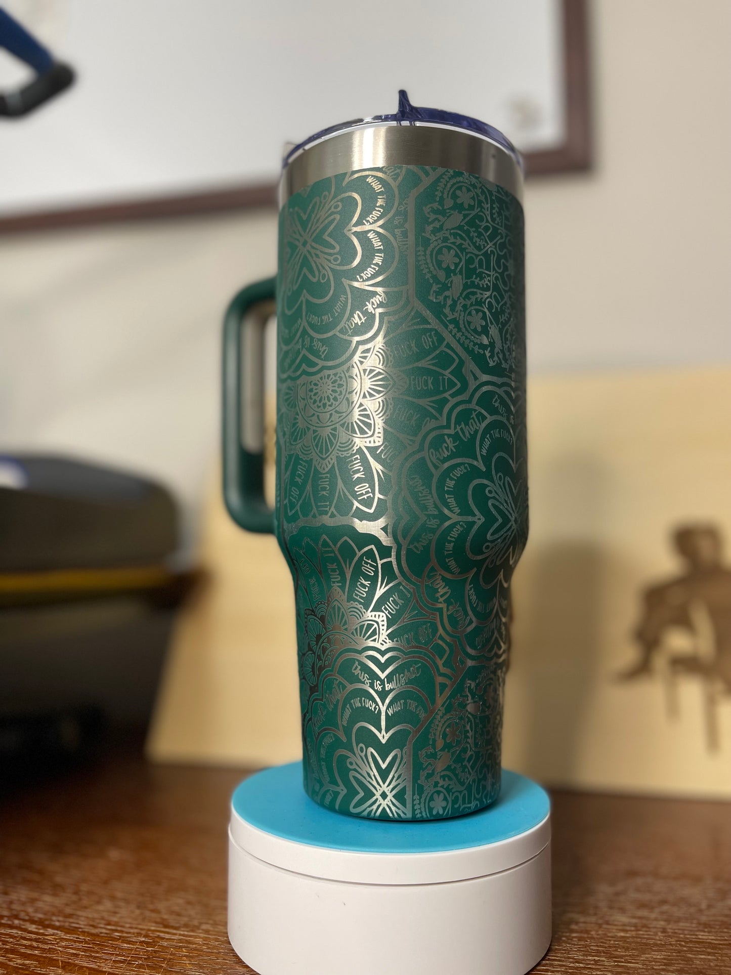 Laser Engraved mandala 40 oz tumbler