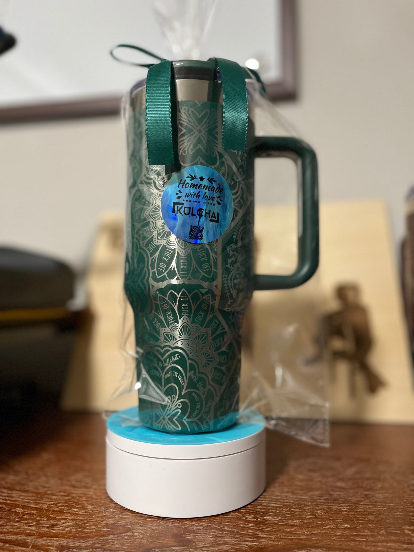 Laser Engraved mandala 40 oz tumbler