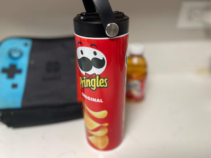 Personalizable Pringles kids water bottle, cool kids school water bottle, snack and hydrate