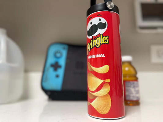 Personalizable Pringles kids water bottle, cool kids school water bottle, snack and hydrate