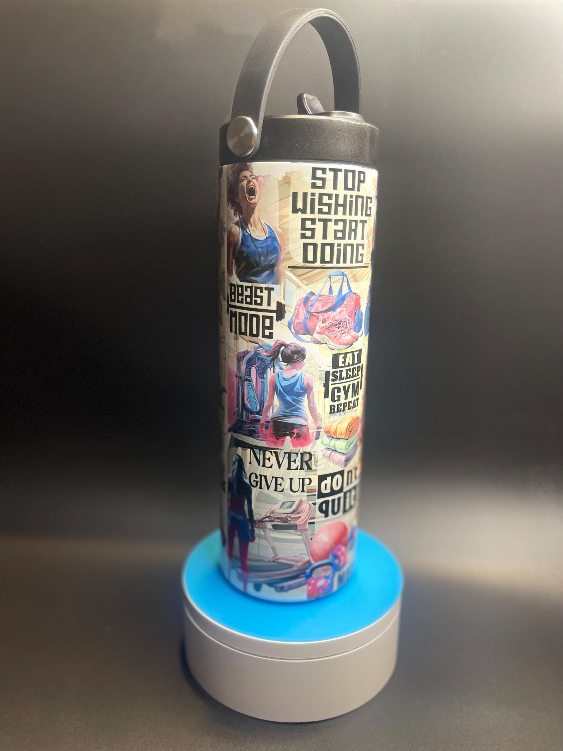 Motivational Gym insulated bottled, Protein Shake bottle, water bottle, Exercise quencher