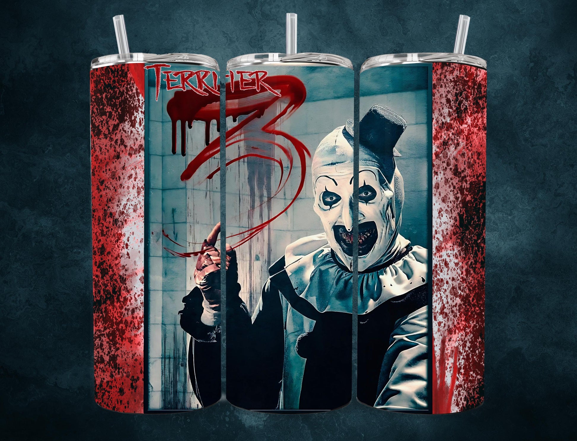 Scary tumbler. Killer Christmas Terrifier tumbler. Scary clown tumbler 20oz and 30 oz sizes