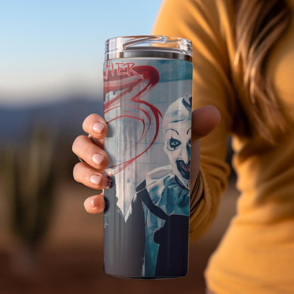Scary tumbler. Killer Christmas Terrifier tumbler. Scary clown tumbler 20oz and 30 oz sizes