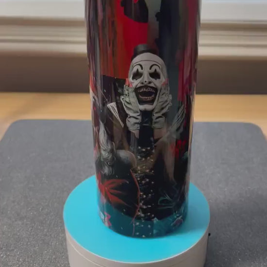 Scary Christmas tumbler. Killer Christmas Terrifier tumbler. Tis The scary season for giving, Xmas Gift