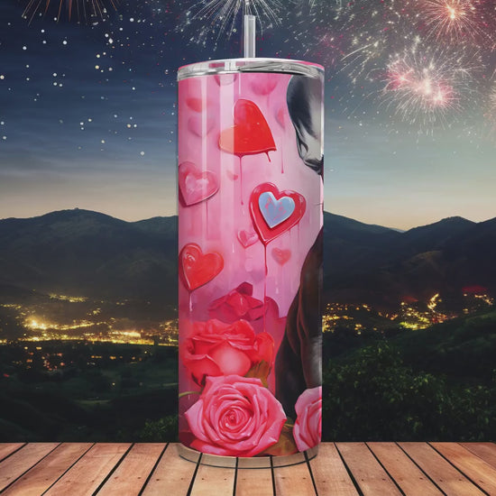 Valentines day 20 oz, 30oz or 40oz tumblers, Cute pet valentine design tumblers, cupid mugs, love bug, puppy lovers, cat mom, wife Vday gift