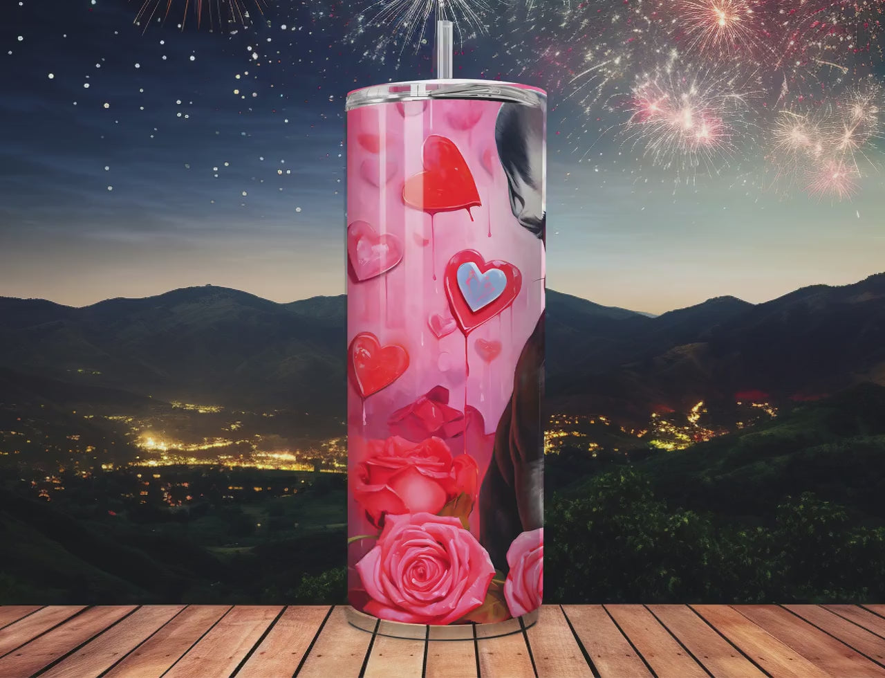 Valentines day 20 oz, 30oz or 40oz tumblers, Cute pet valentine design tumblers, cupid mugs, love bug, puppy lovers, cat mom, wife Vday gift